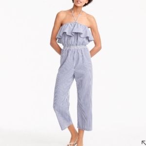J.Crew Seersucker Ruffle Jumpsuit